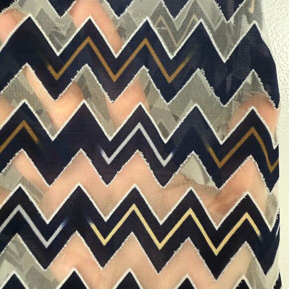Missoni Sport Blue White Sheer Zig Zag Tunic Dress Sleeveless V-Neck 40 US 4 - Picture 8 of 11